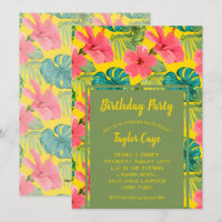 Fleurs exotiques Invitations de fête d'anniversair