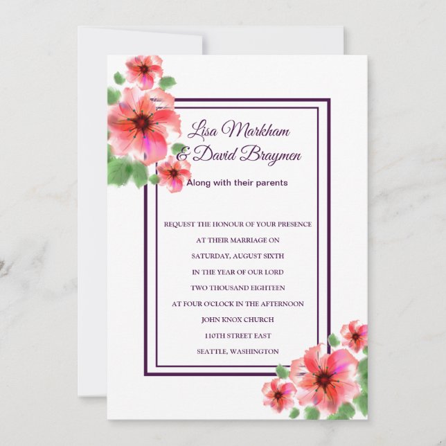 Fleurs faire-part de mariage (Devant)