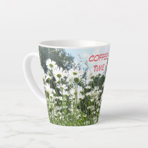 Fleurs Faisées Café Poussière Temps. Tasse latte