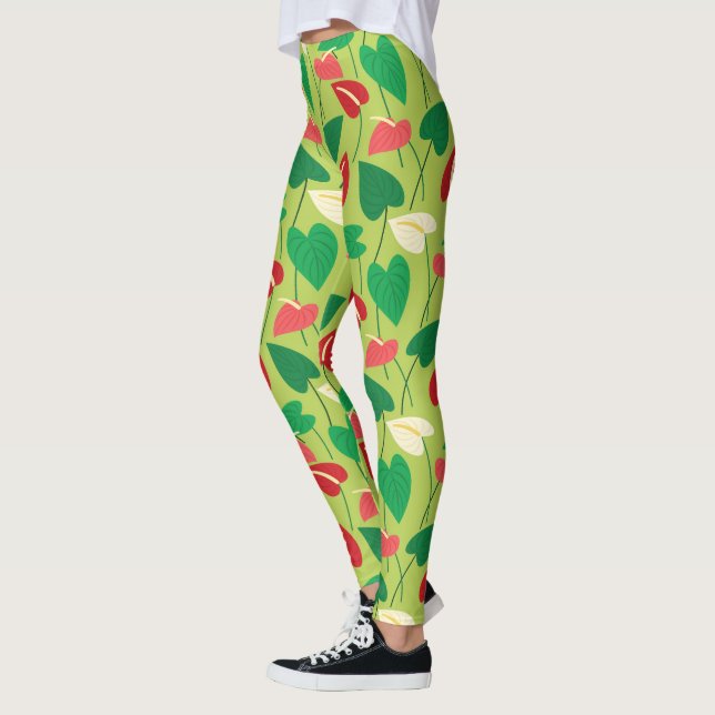 Fleurs flamingo colorées leggings motifs (Gauche)
