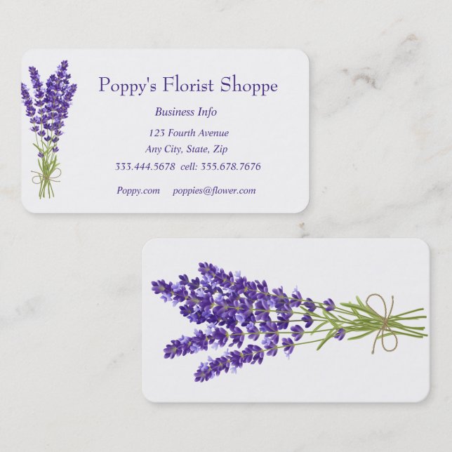 Fleurs fleuristes Lavender Plantes Boutique Carte  (Devant / Derrière)