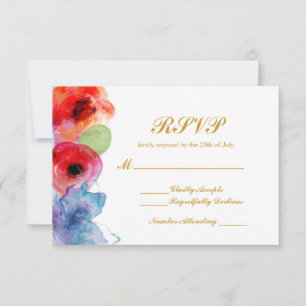 Fleurs florales aquarelles vives Mariage RSVP 
