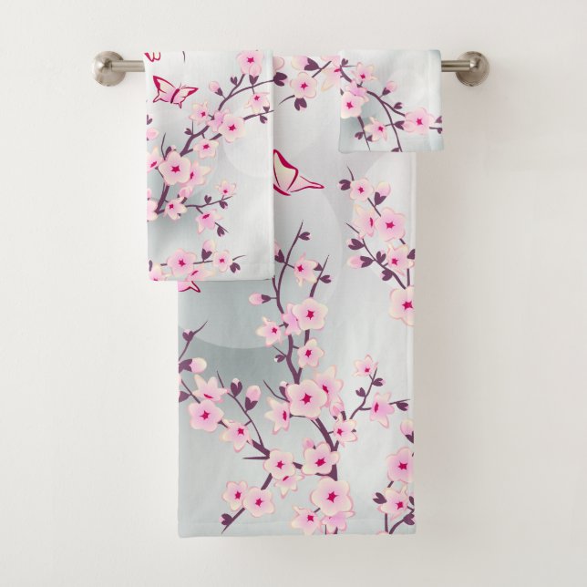 Fleurs florales de cerisier gris rose (En situation)