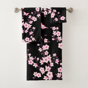 Fleurs florales de cerisier rose noir