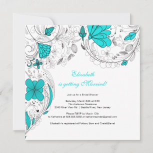 Fleurs florales Invitation douche nuptiale Turquoi