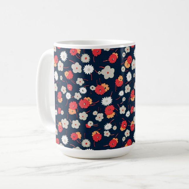 Fleurs florales mignonnes Mug de coupe à style Vin (Devant gauche)