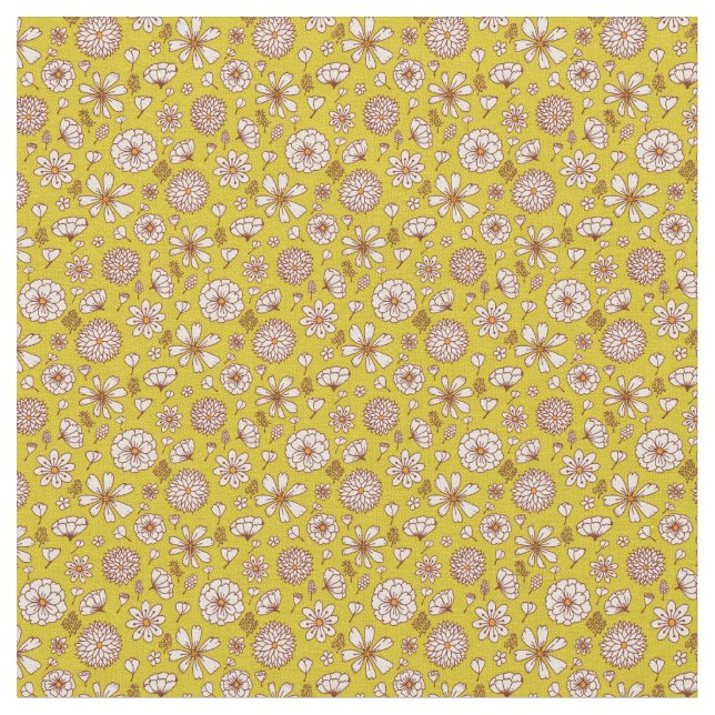 Fleurs florales motif jaune arrière - plan tissu (Fermer)