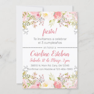 Fleurs florales rose espagnole invitation d'annive