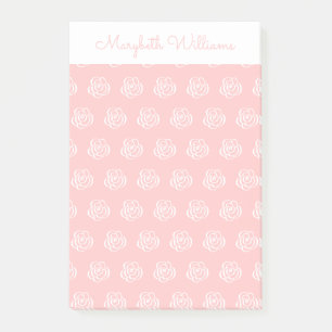Fleurs florales roses Notes post-it personnalisées