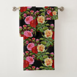 Fleurs florales Roses rouge rose jaune vert