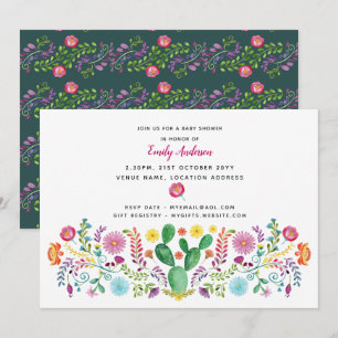 Fleurs folkloriques Baby showers Invitations Aquar