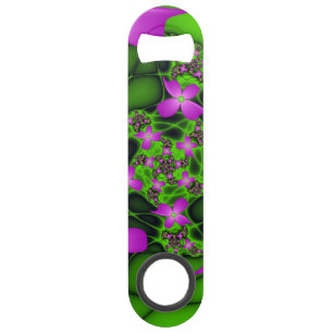 Fleurs fractales Abstraites de néon rose vert
