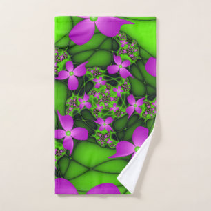 Fleurs fractales Abstraites de néon rose vert