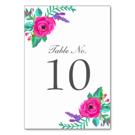 Fleurs fraîches Cartes Numéro de tableau