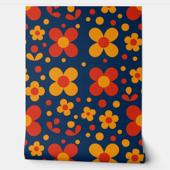 Fleurs géométriques Papier peint (Déroulement)