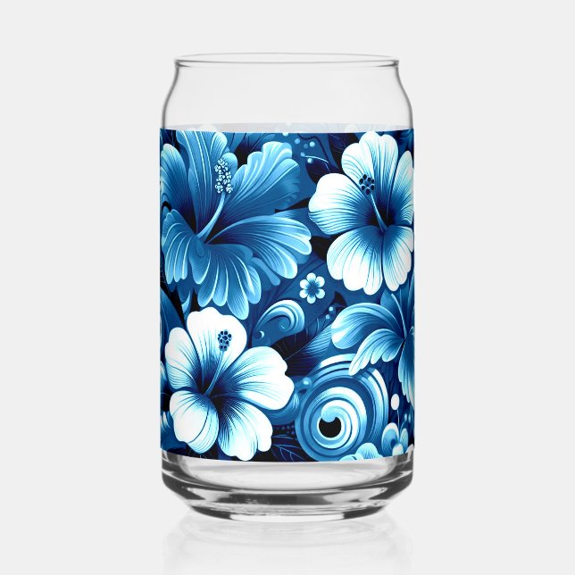 Fleurs hawaïennes tropicales Hibiscus Motif bleu (Recto)