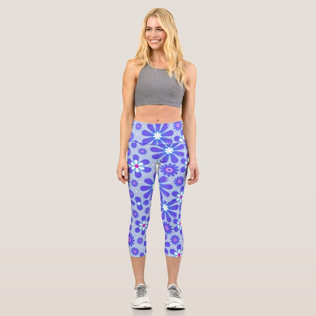 Fleurs hippies branchées Thème Capri Leggings (Recto)
