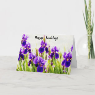 Fleurs Iris Violet Fleur Floral Carte Anniversaire