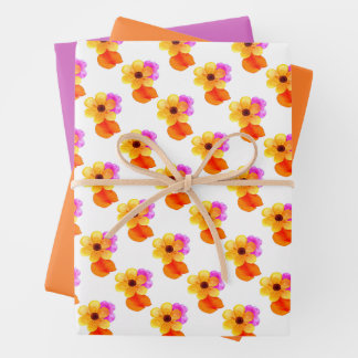 Fleurs jaunes avec Feuilles orange et violet