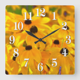 Fleurs Jaunes Daisy Horloge d'Art Floral