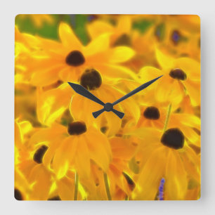 Fleurs Jaunes Daisy Horloge d'Art Floral