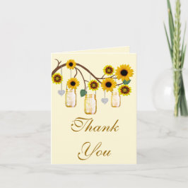 Fleurs Jaunes dans des Pots Mason Carte de Remerci