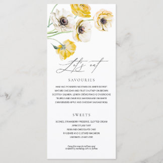 Fleurs Jaunes d'Été Menu de Mariage Minimaliste