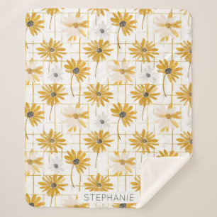 Fleurs jaunes et blanches - Plaid doré déprimé