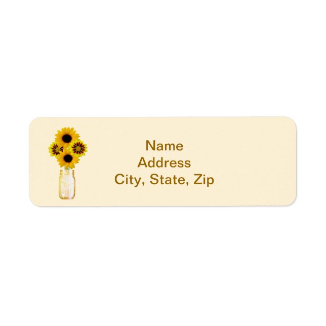 Fleurs Jaunes Mason Jar Étiquettes de adresse (Devant)