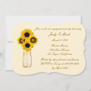 Fleurs Jaunes Mason Jar Invitation de la partie d'