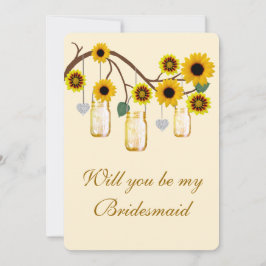 Fleurs Jaunes Mason Jars Carte Demoiselle d'Honneu