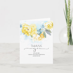 Fleurs Jaunes Merci Mariage bleu foncé