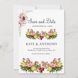Fleurs jaunes motif photo mariage carte de faire-p