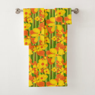 Fleurs jaunes orange brillantes des années 70