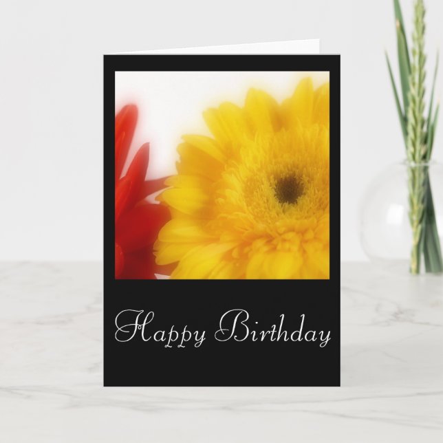 Fleurs Jaunes/Rouges Bonne Carte d'Anniversaire De (Devant)