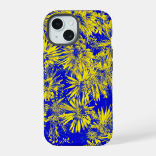 Fleurs jaunes sur fond bleu