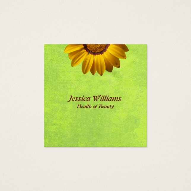 Fleurs jaunes sur Monogramme vert Abstrait (Devant)