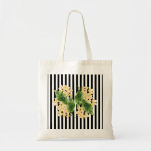 Fleurs jaunes sur rayures noir et blanc sac fourre