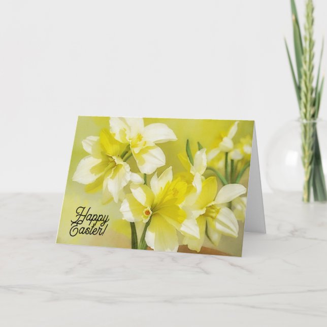 Fleurs jonquilles Jaunes Foi Carte Pâques (Devant)