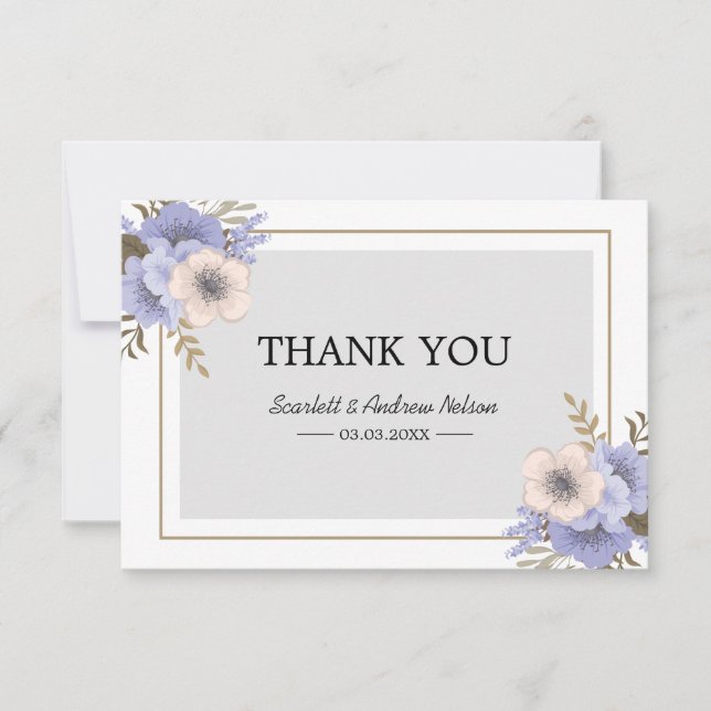 Fleurs Lilac Et Beige Carte de remerciements Plat (Devant)