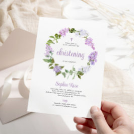 Fleurs Lilac Rustiques Christening Invitation