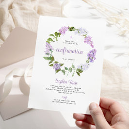Fleurs Lilac Rustiques Confirmation Invitation