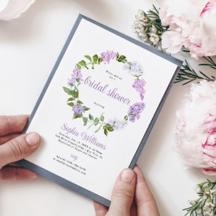 Fleurs Lilac Rustiques Invitation à la douche nupt