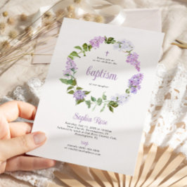 Fleurs Lilac Rustiques Invitation Baptême