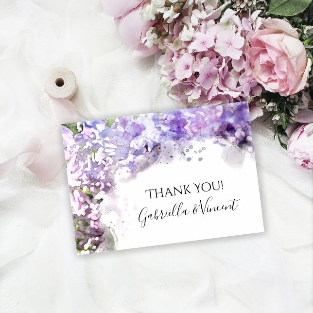 Fleurs Lilac violet Aquarelle Mariage Merci (Créateur téléchargé)