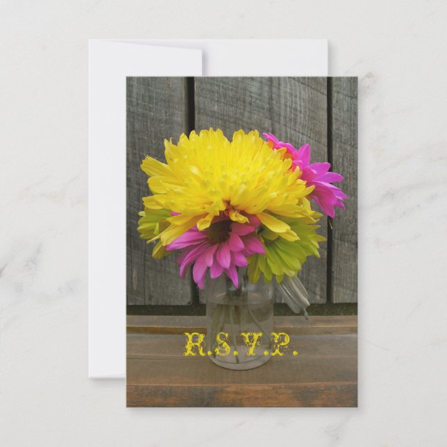 Fleurs lumineuses et mariage en bois d'écorce RSVP (Devant)