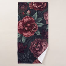 Fleurs lunatiques motif aquarelle rouge foncé