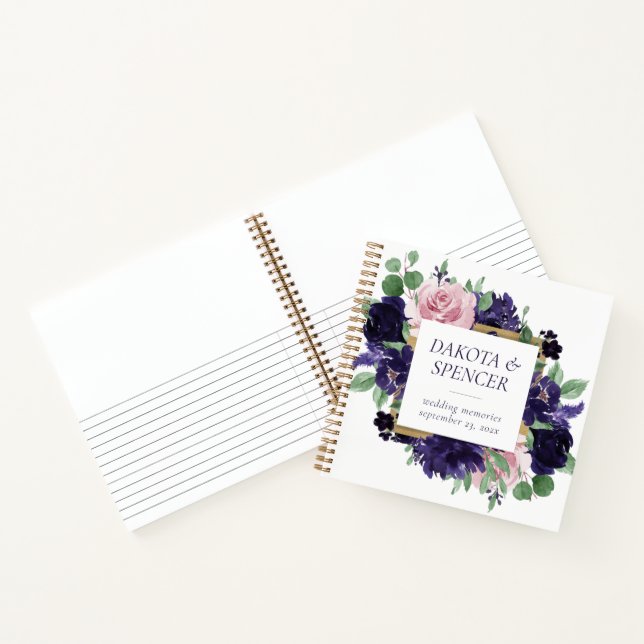 Fleurs luxuriantes | Livre d'invités photos violet (Intérieur)