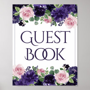 Fleurs luxuriantes   Panneau du livre d'or violet 