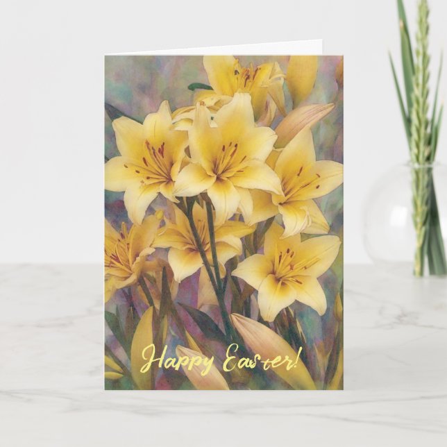 Fleurs Lys Jaunes Foi Carte Pâques (Devant)